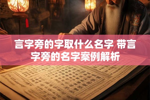 言字旁的字取什么名字 带言字旁的名字案例解析