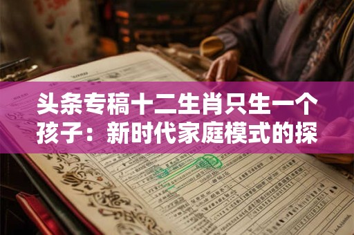 头条专稿十二生肖只生一个孩子：新时代家庭模式的探索