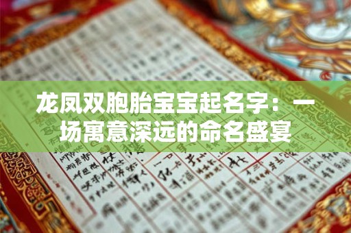 龙凤双胞胎宝宝起名字：一场寓意深远的命名盛宴