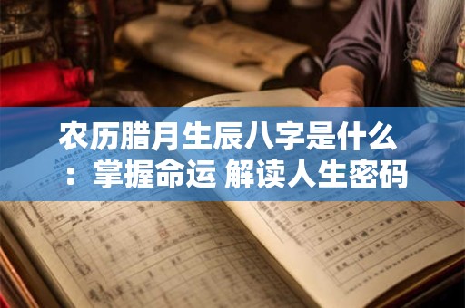 农历腊月生辰八字是什么 ：掌握命运 解读人生密码