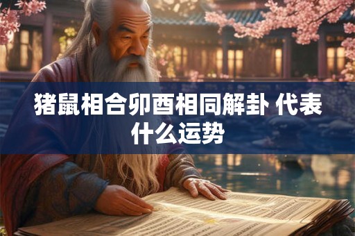 猪鼠相合卯酉相同解卦 代表什么运势