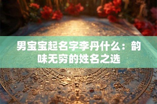 男宝宝起名字李丹什么：韵味无穷的姓名之选