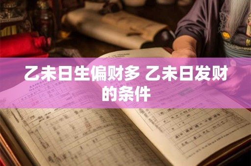 乙未日生偏财多 乙未日发财的条件