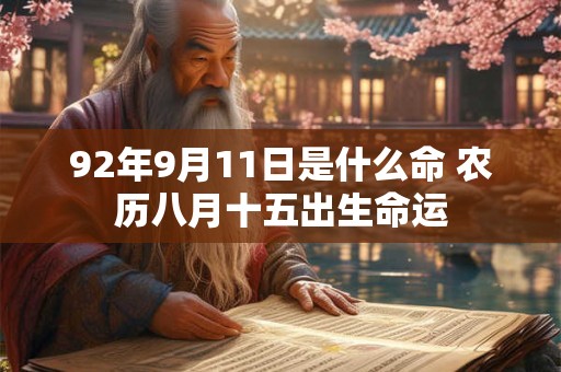 92年9月11日是什么命 农历八月十五出生命运
