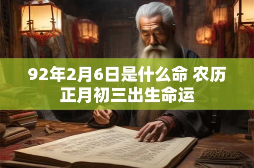 92年2月6日是什么命 农历正月初三出生命运
