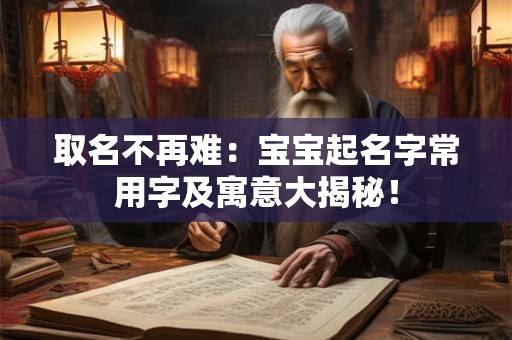 取名不再难：宝宝起名字常用字及寓意大揭秘！