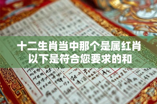 十二生肖当中那个是属红肖 以下是符合您要求的和