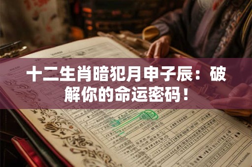 十二生肖暗犯月申子辰：破解你的命运密码！