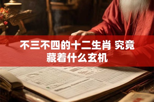 不三不四的十二生肖 究竟藏着什么玄机