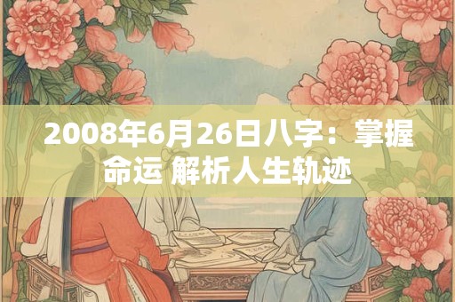 2008年6月26日八字：掌握命运 解析人生轨迹