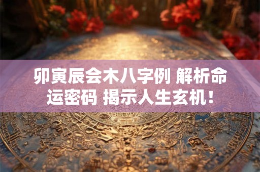 卯寅辰会木八字例 解析命运密码 揭示人生玄机！