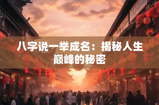 八字说一举成名：揭秘人生巅峰的秘密