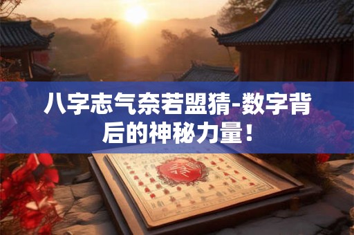 八字志气奈若盟猜-数字背后的神秘力量！