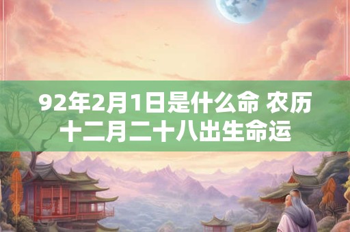 92年2月1日是什么命 农历十二月二十八出生命运