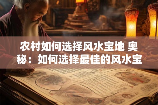 农村如何选择风水宝地 奥秘：如何选择最佳的风水宝地