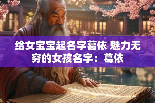 给女宝宝起名字葛依 魅力无穷的女孩名字：葛依