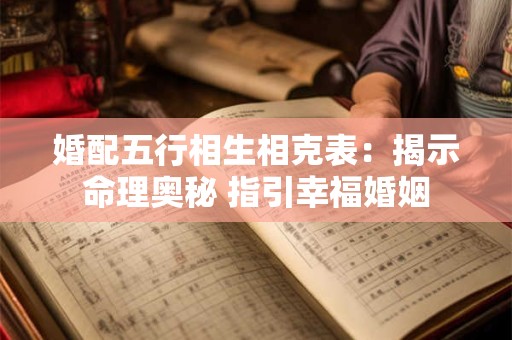 婚配五行相生相克表：揭示命理奥秘 指引幸福婚姻