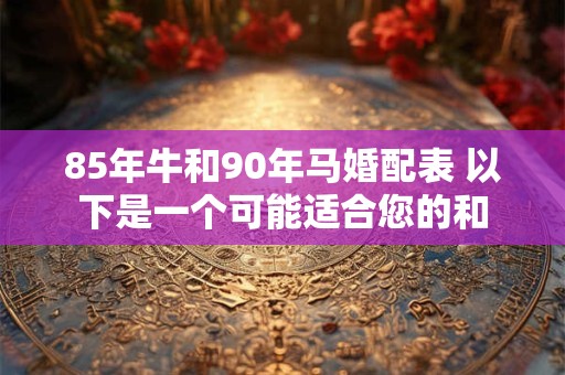 85年牛和90年马婚配表 以下是一个可能适合您的和