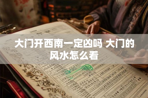 大门开西南一定凶吗 大门的风水怎么看