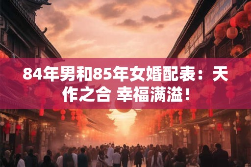 84年男和85年女婚配表：天作之合 幸福满溢！