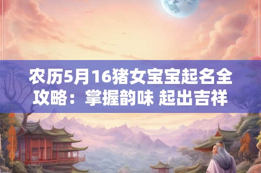 农历5月16猪女宝宝起名全攻略：掌握韵味 起出吉祥！