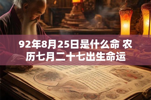 92年8月25日是什么命 农历七月二十七出生命运