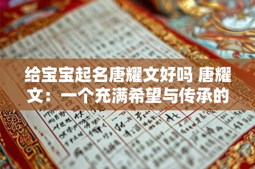 给宝宝起名唐耀文好吗 唐耀文：一个充满希望与传承的名字