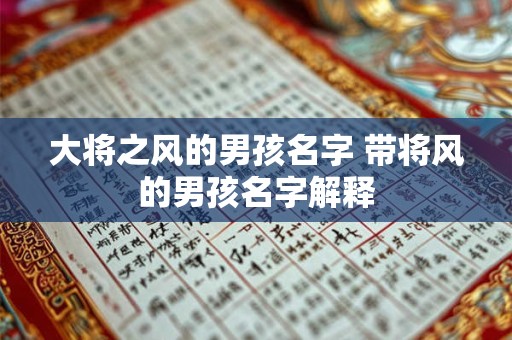 大将之风的男孩名字 带将风的男孩名字解释