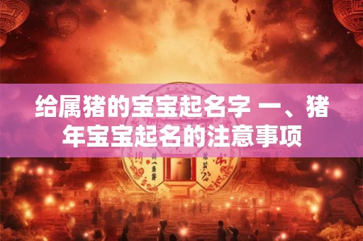 给属猪的宝宝起名字 一、猪年宝宝起名的注意事项