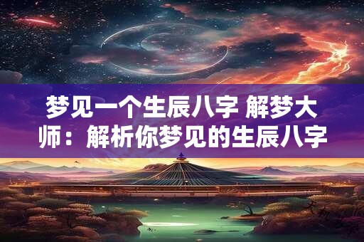 梦见一个生辰八字 解梦大师：解析你梦见的生辰八字！