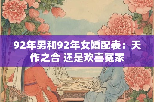 92年男和92年女婚配表：天作之合 还是欢喜冤家