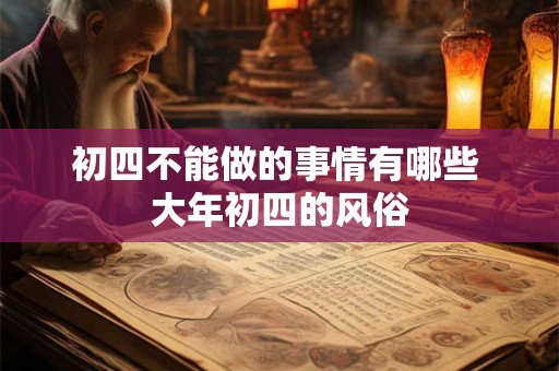 初四不能做的事情有哪些 大年初四的风俗