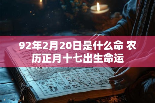 92年2月20日是什么命 农历正月十七出生命运