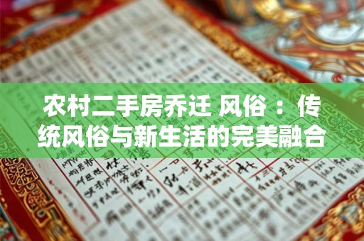 农村二手房乔迁 风俗 ：传统风俗与新生活的完美融合