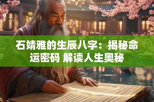 详细阅读:石婧雅的生辰八字:揭秘命运密码 解读人生奥秘 石婧雅的生辰八字:揭秘命运密码 解读人生奥秘