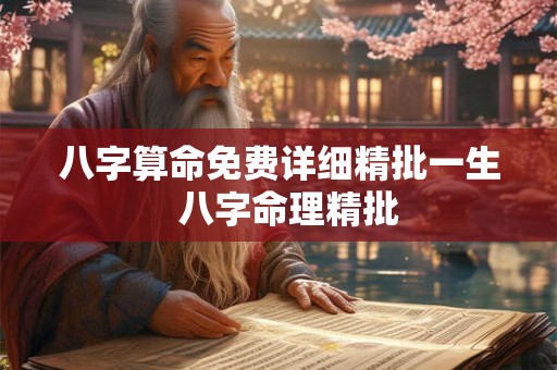 八字算命免费详细精批一生  八字命理精批