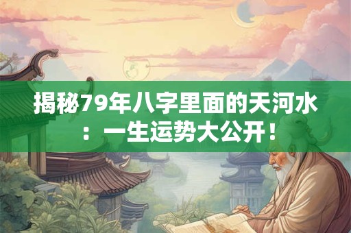揭秘79年八字里面的天河水：一生运势大公开！