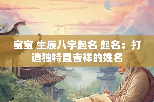 宝宝 生辰八字起名 起名：打造独特且吉祥的姓名