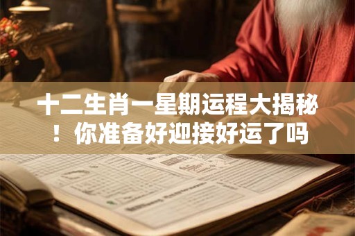十二生肖一星期运程大揭秘！你准备好迎接好运了吗