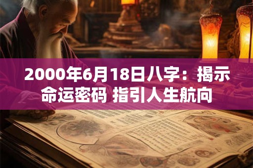 2000年6月18日八字：揭示命运密码 指引人生航向