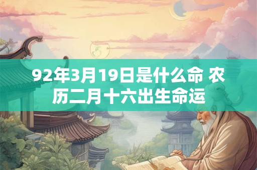92年3月19日是什么命 农历二月十六出生命运
