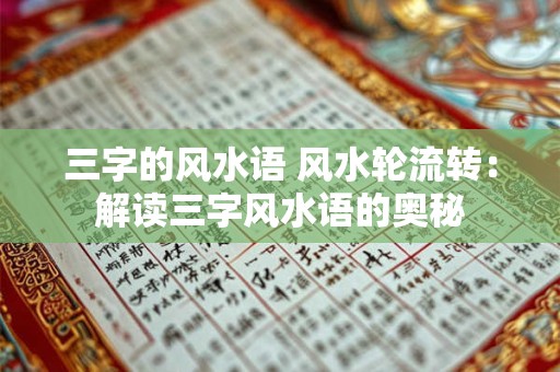 三字的风水语 风水轮流转：解读三字风水语的奥秘