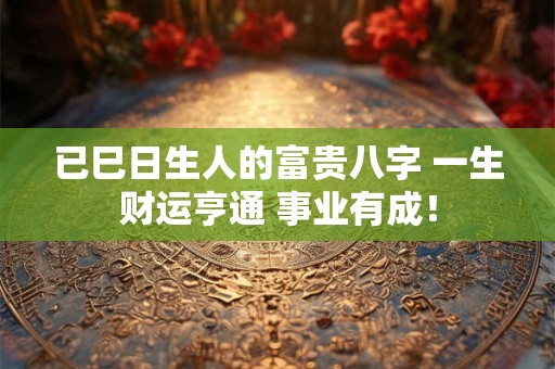 已巳日生人的富贵八字 一生财运亨通 事业有成！