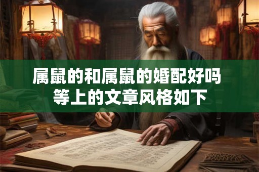 属鼠的和属鼠的婚配好吗 等上的文章风格如下