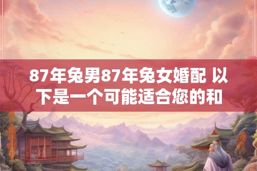 87年兔男87年兔女婚配 以下是一个可能适合您的和