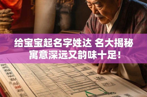 详细阅读:给宝宝起名字姓达 名大揭秘 寓意深远又韵味十足! 给宝宝起名字姓达 名大揭秘 寓意深远又韵味十足!