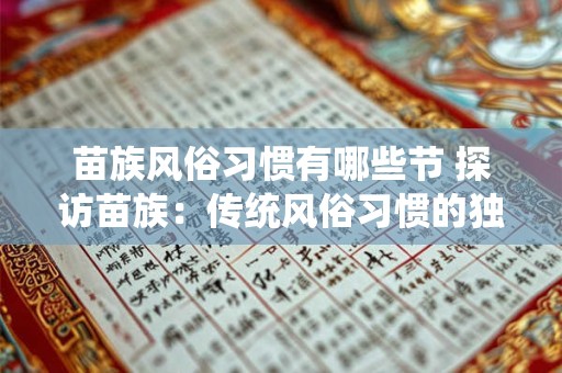 苗族风俗习惯有哪些节 探访苗族：传统风俗习惯的独特节日