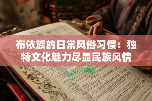 布依族的日常风俗习惯：独特文化魅力尽显民族风情