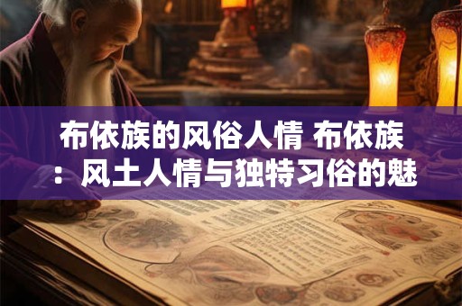 布依族的风俗人情 布依族：风土人情与独特习俗的魅力展现
