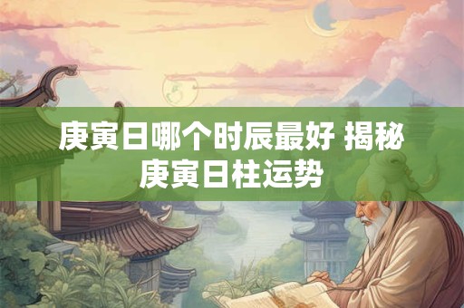 庚寅日哪个时辰最好 揭秘庚寅日柱运势